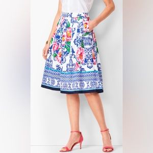 EUC Talbots Blue White Floral Skirt - Size 2